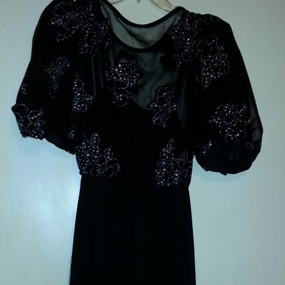 Handmade black Chiffon DRESS PUFF SLEEVES size 5/6 - Picture 5 of 9